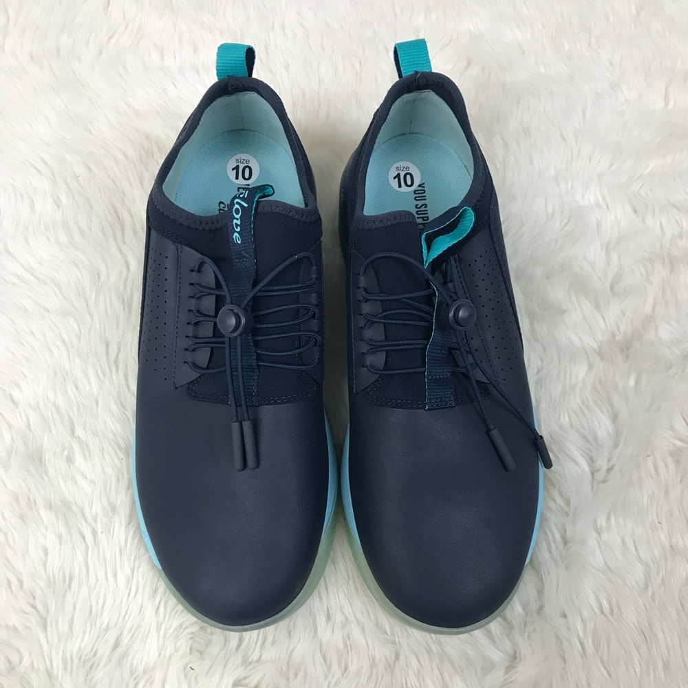 CLOVE Navy Aqua Blue Classic Nursing Shoe Sneaker Womens Size 10 Comfort Slip On - Picture 3 of 10